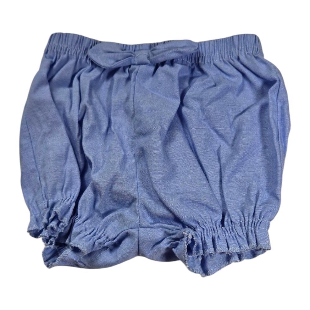 Bloomin' Baby Girls 6-9M Blue Chambray Bloomers Bow Detail Pull On Short Bottoms